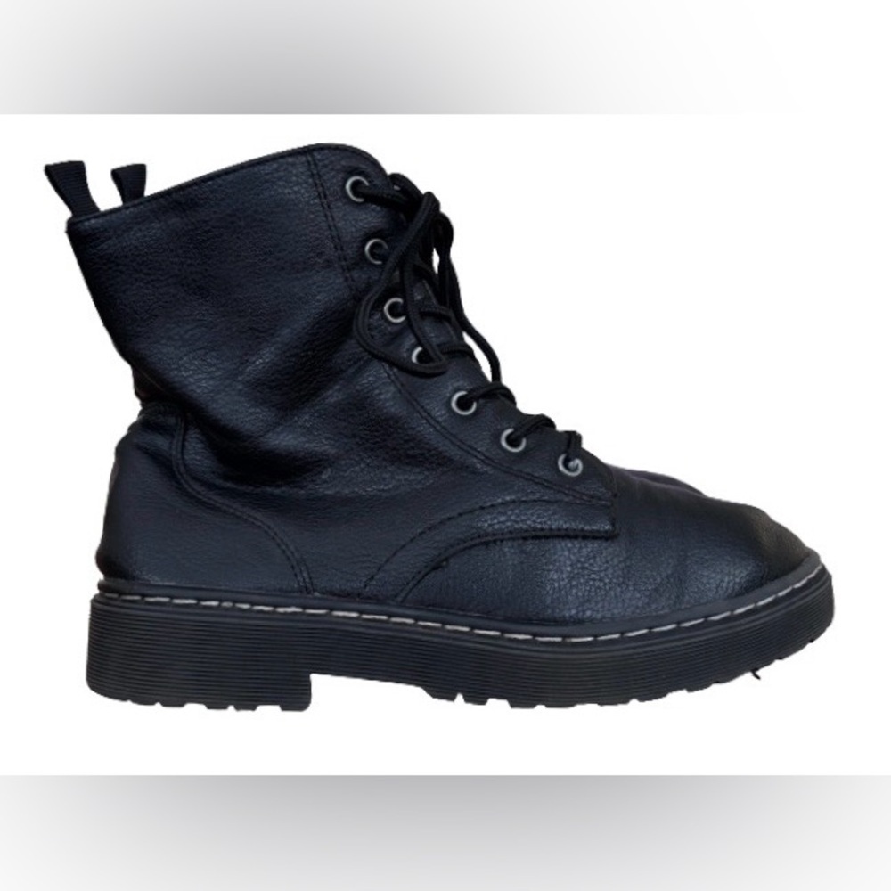 Sincerely Jules blk lthr lace up combat boots WM 5 goth punk indie sleeze - Picture 8 of 16